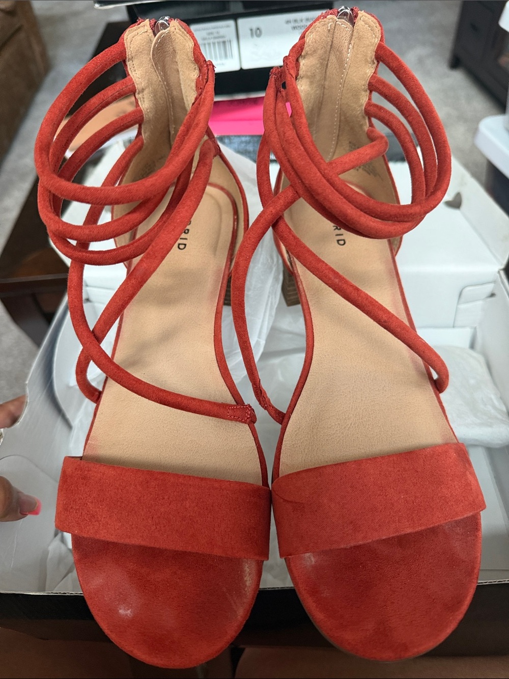 torrid Red Suede Wrap-Ankle Strappy Sandals